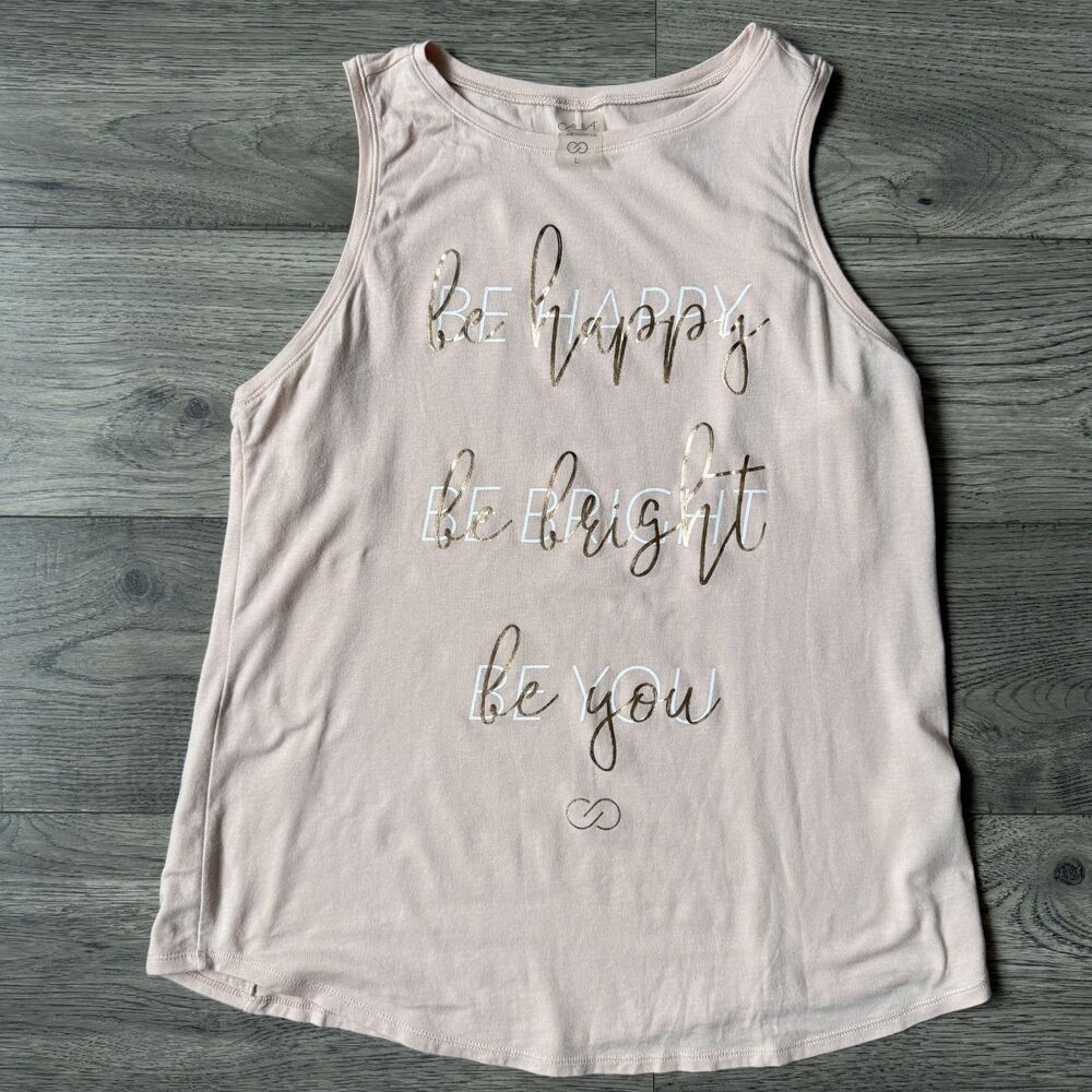CALIA by Carrie Underwood "Be Happy" Graphic Muscle Tank - Size Large